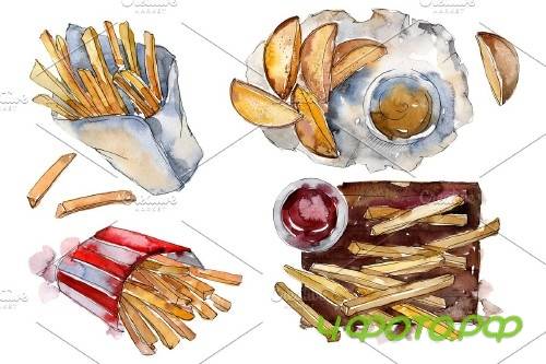 Watercolor French fries PNG - 3807929