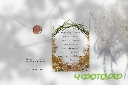 Watercolor Pampas Grass Wreath - Pampas - 266464