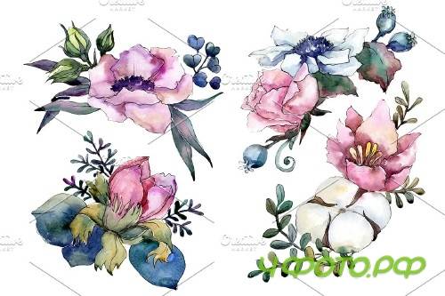 Elegant pink bouquet PNG watercolor - 3099859