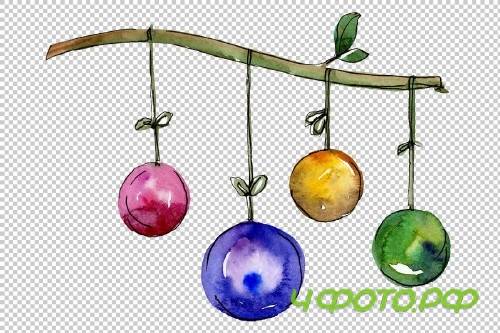 New Year decoration PNG watercolor - 3103176