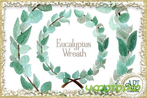 Watercolor Boho Greenery Eucalyptus wreath PNG - 264135