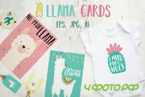 Hand-drawn llama collection - 3409204