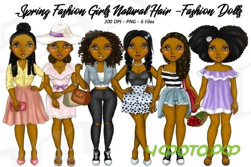 Spring Fashion Planner Clipart, Natural Hair Illustrations - 210409