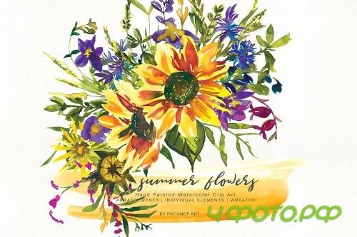Watercolor Sunflower Clipart Set - 3863367
