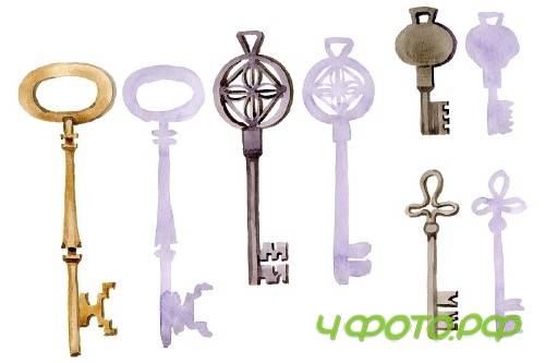 Vintage key magic watercolor png - 3864886