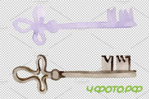Vintage key magic watercolor png - 3864886