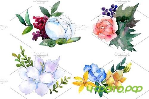 Bouquet Modest smile watercolor PNG - 3900054