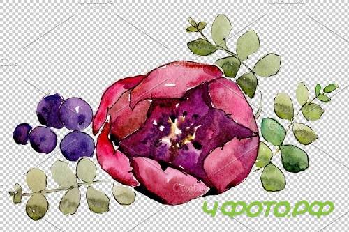 Bouquet Gentle rustle watercolor png - 3900060
