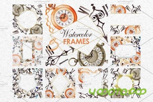 OLD CLOCK Watercolor png - 3902478