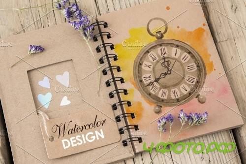 OLD CLOCK Watercolor png - 3902478