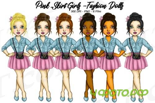 Girls in Pink Skirts Clipart, Fashion Illustrations, PNG - 204490