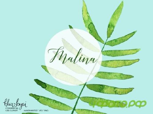 Watercolor Tropical Leaves