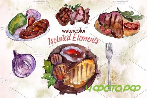Tasty Meat Steak Watercolor png - 3904202