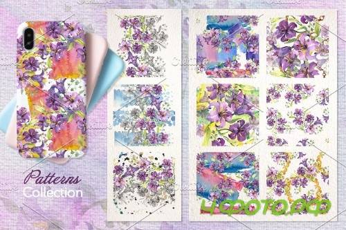 Purple Watercolor Bouquet of lilies - 3904243