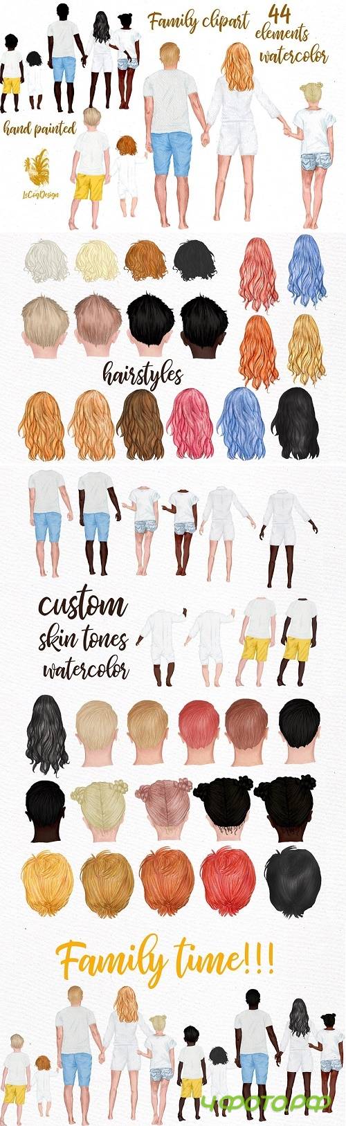Family figures clipart Summer art - 3908745