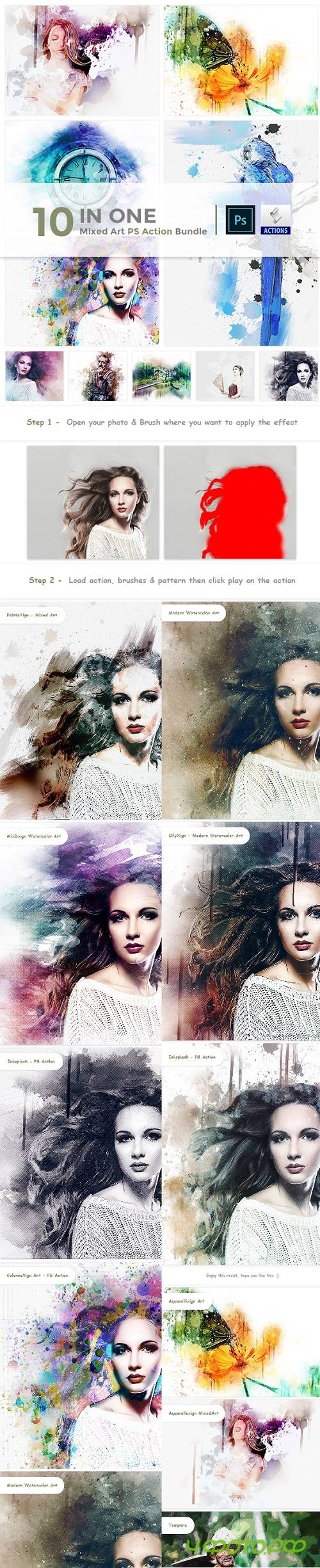 10 in One Mixed Art PS Action Bundle - 23515120