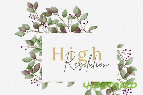 Watercolor Forest Leaves high res png - 284914