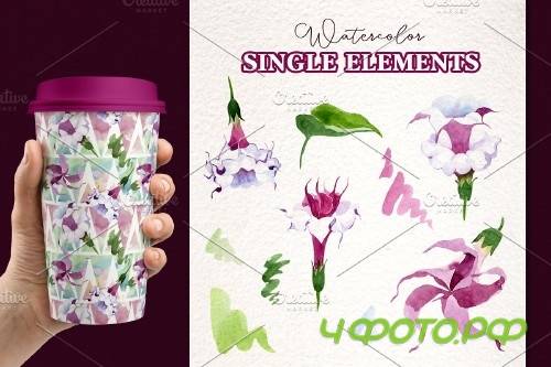 Burgundy Brugmansia Watercolor png - 3923584