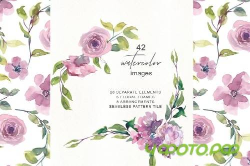 Mauve Rose Clipart - Frame Set - 3170047