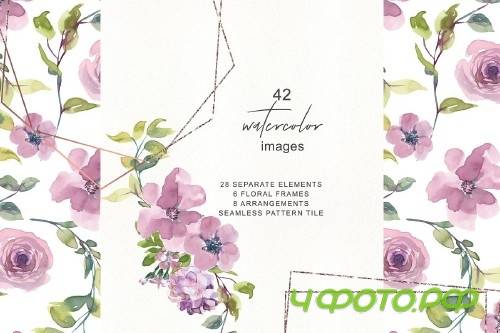 Mauve Rose Clipart - Frame Set - 3170047