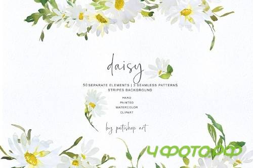Watercolor Daisy Clip Art - 3555786