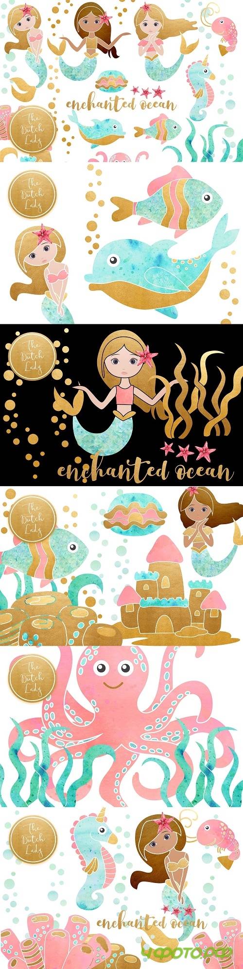 Enchanted Ocean Clipart Set - 3919486
