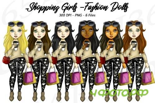 Shopping Girls Clipart, Fashion Girls Illustrations, PNG - 204328
