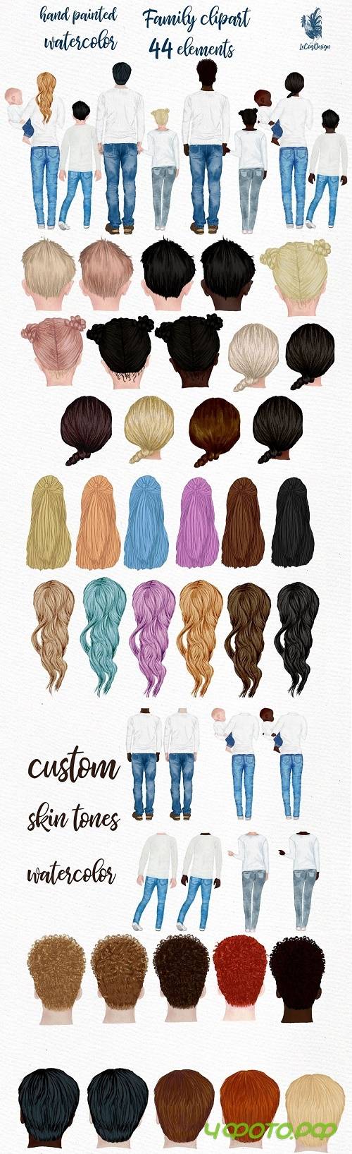 Watercolor Family Clipart - 3918485
