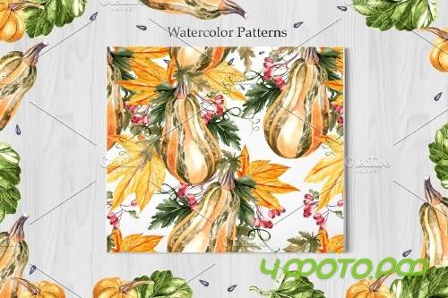 Watercolor Sunflower & Pumpkins - 3921210