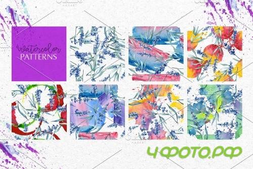 Watercolor Lavender. Violet PNG flor - 3923303