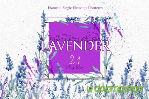 Watercolor Lavender. Violet PNG flor - 3923303