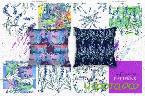 Watercolor Lavender. Violet PNG flor - 3923303