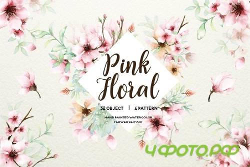 Pink Floral - Sakura Watercolor set - 3930530