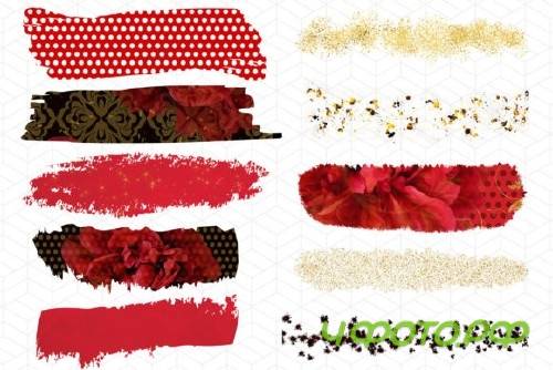 Brush Stroke Clipart, Gold Brush Strokes - 1598652