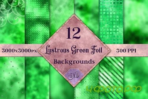 Lustrous Green Foil Backgrounds - 12 Image Textures Set - 290938