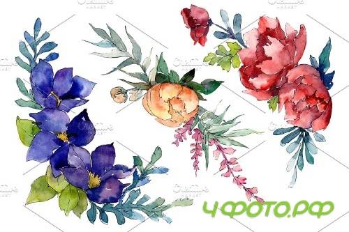 Bouquet Sunny mood watercolor png - 3950859