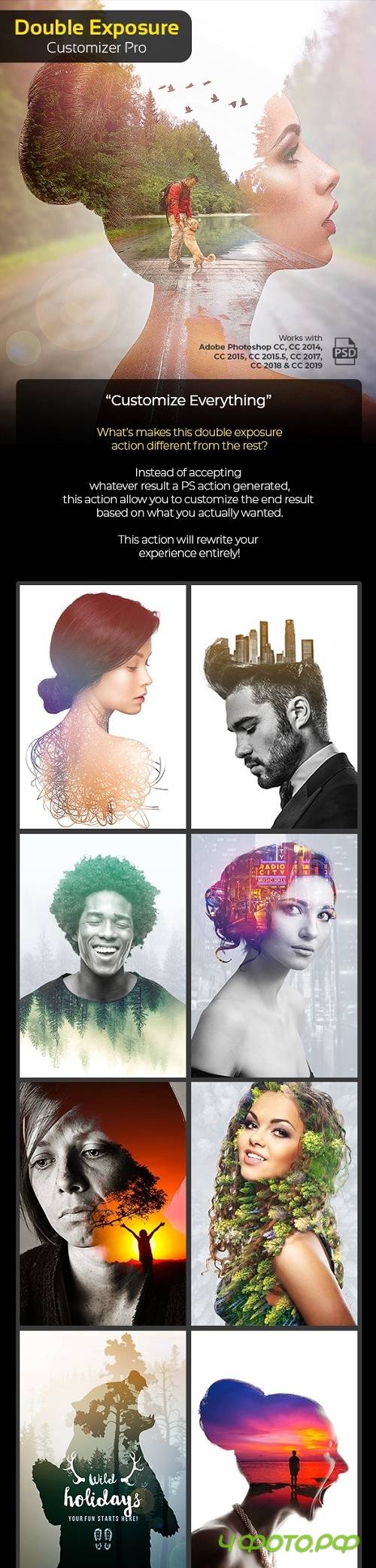 Double Exposure Customizer Pro - Photoshop Action - 24137651