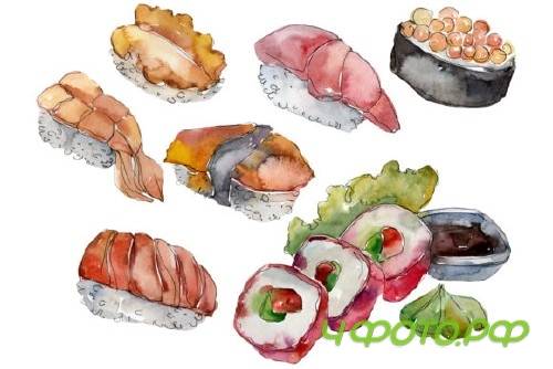 Sushi set philadelphia watercolor - 3967597