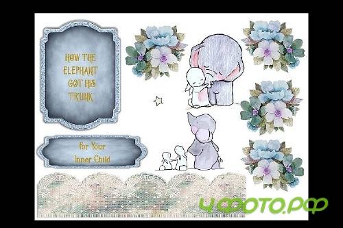 Printable Vintage Journal Kit Elephants 50 Pages Commercial - 270725