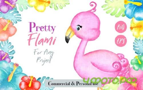 Flamingo Watercolor Clip Art