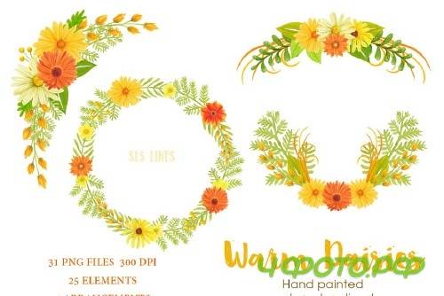 Warm Color Daisy Florals - 412555