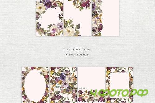 Watercolor Autumn Flowers Clipart & Patterns - 316052
