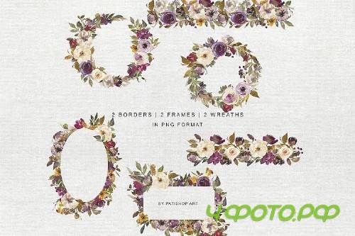 Watercolor Autumn Flowers Clipart & Patterns - 316052