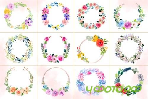 Watercolor Floral Wreaths Vol.3