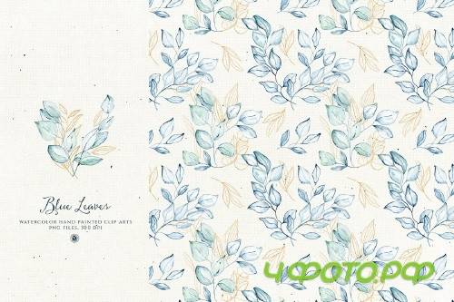 Blue Leaves with gold accent - 4064770
