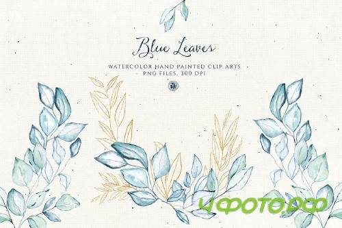 Blue Leaves with gold accent - 4064770