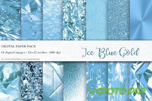 Ice Blue Gold Digital Papers - 4062575