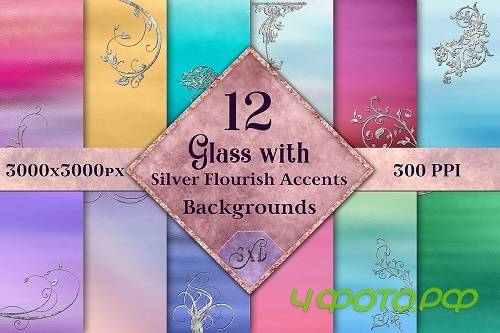 Glass with Silver Flourish Accents Backgrounds - 12 Images - 348689 Glass with Silver Flourish Accents Backgrounds - 12 Images - 348689