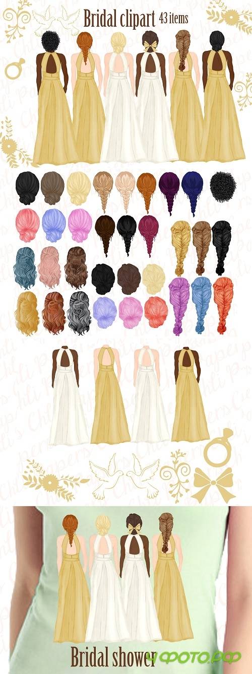 Bride and Bridesmaids clipart - 4105227