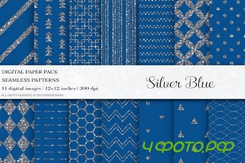 Blue Silver Digital Papers - 4107828